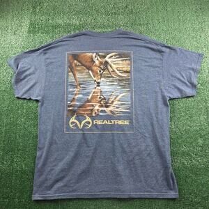 Realtree Buck Deer Graphic Tee Men's XL Blue Hunting Outdoor‎ Nature Shirt